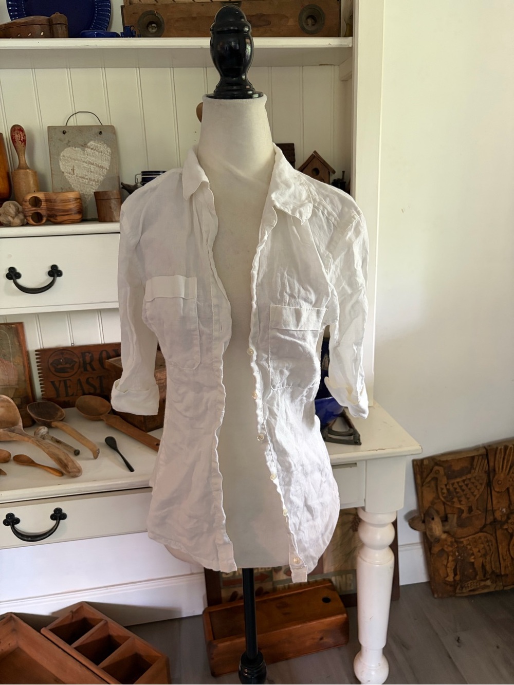 James Perse Lightweight White Button-Up Shirt